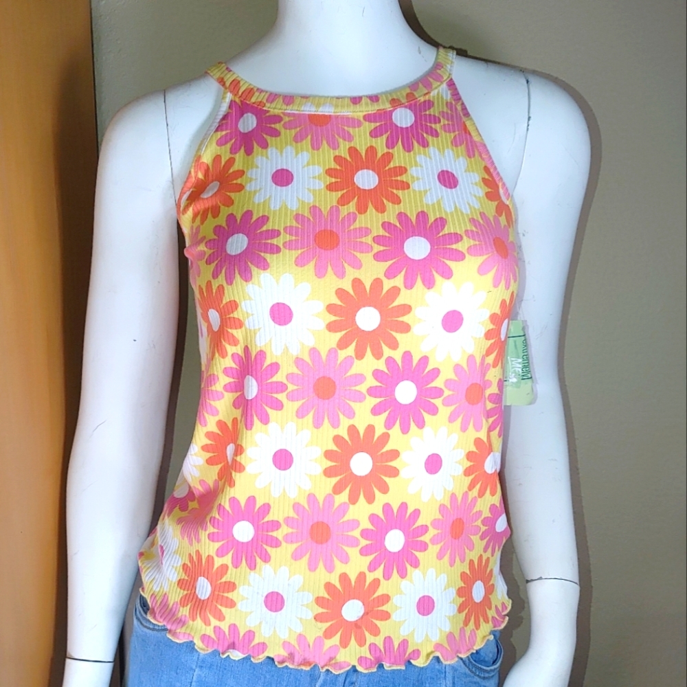 ʕ·ᴥ·ʔ Floral Halter Top - Yellow, Pink, Orange